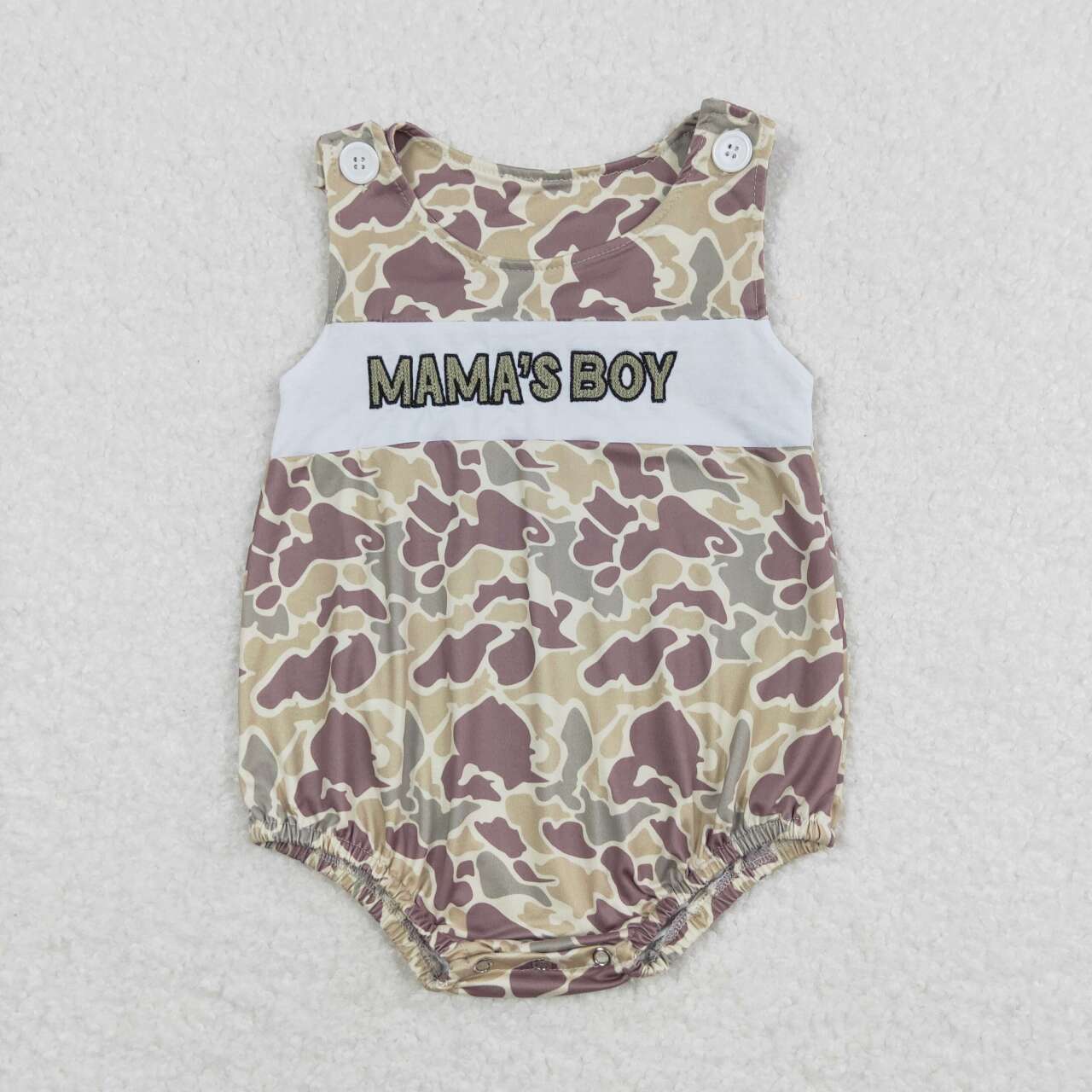 embroidery mamas boy camo romper