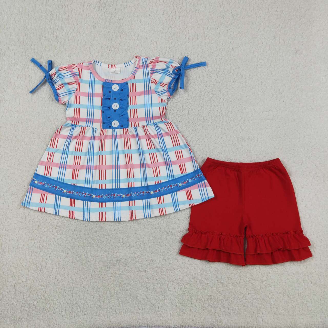 July 4th shirt matching shorts girls holiday outfit