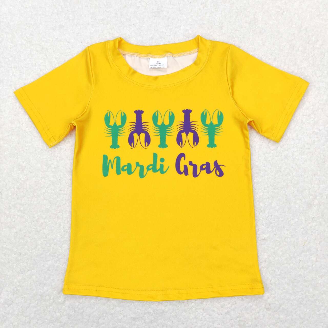 baby boy short sleeve Mardi Gras  yellow shirt