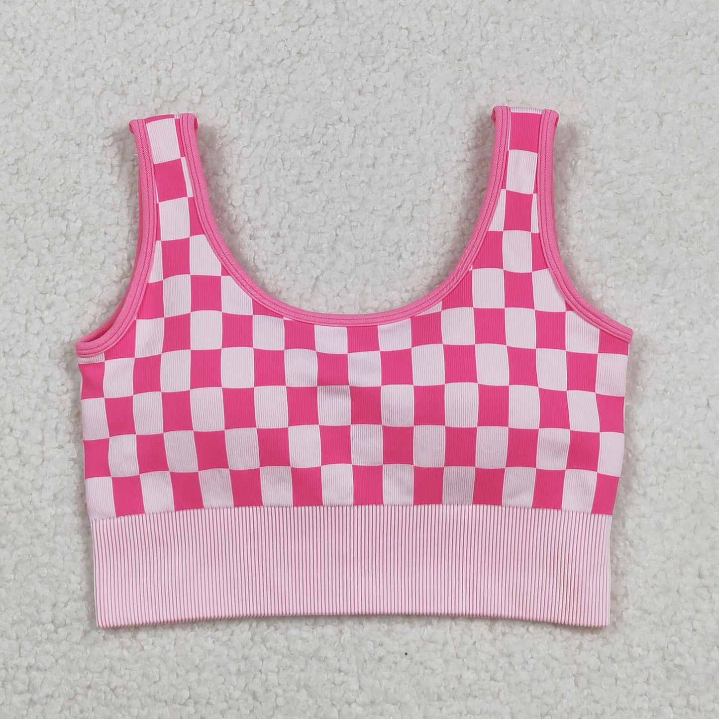 Adult women pink checkered top