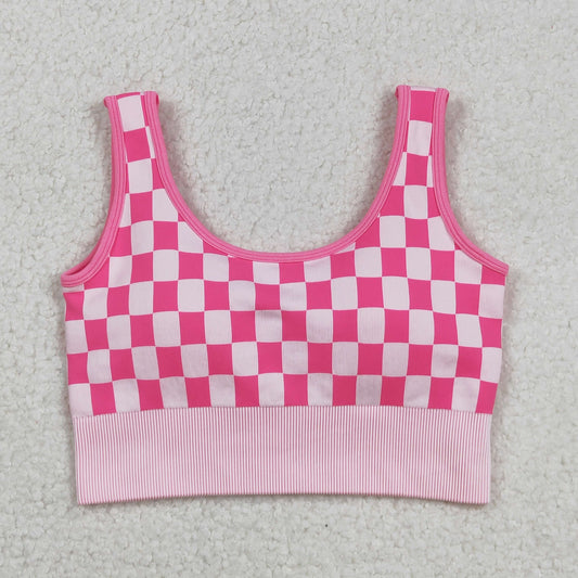 Adult women pink checkered top
