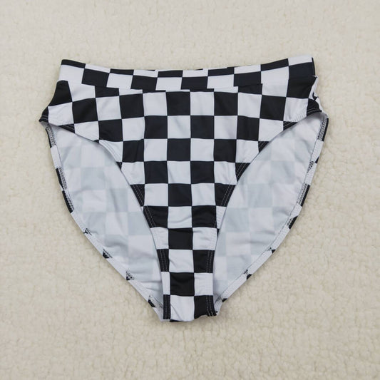 Adult women black checkered swim shorts