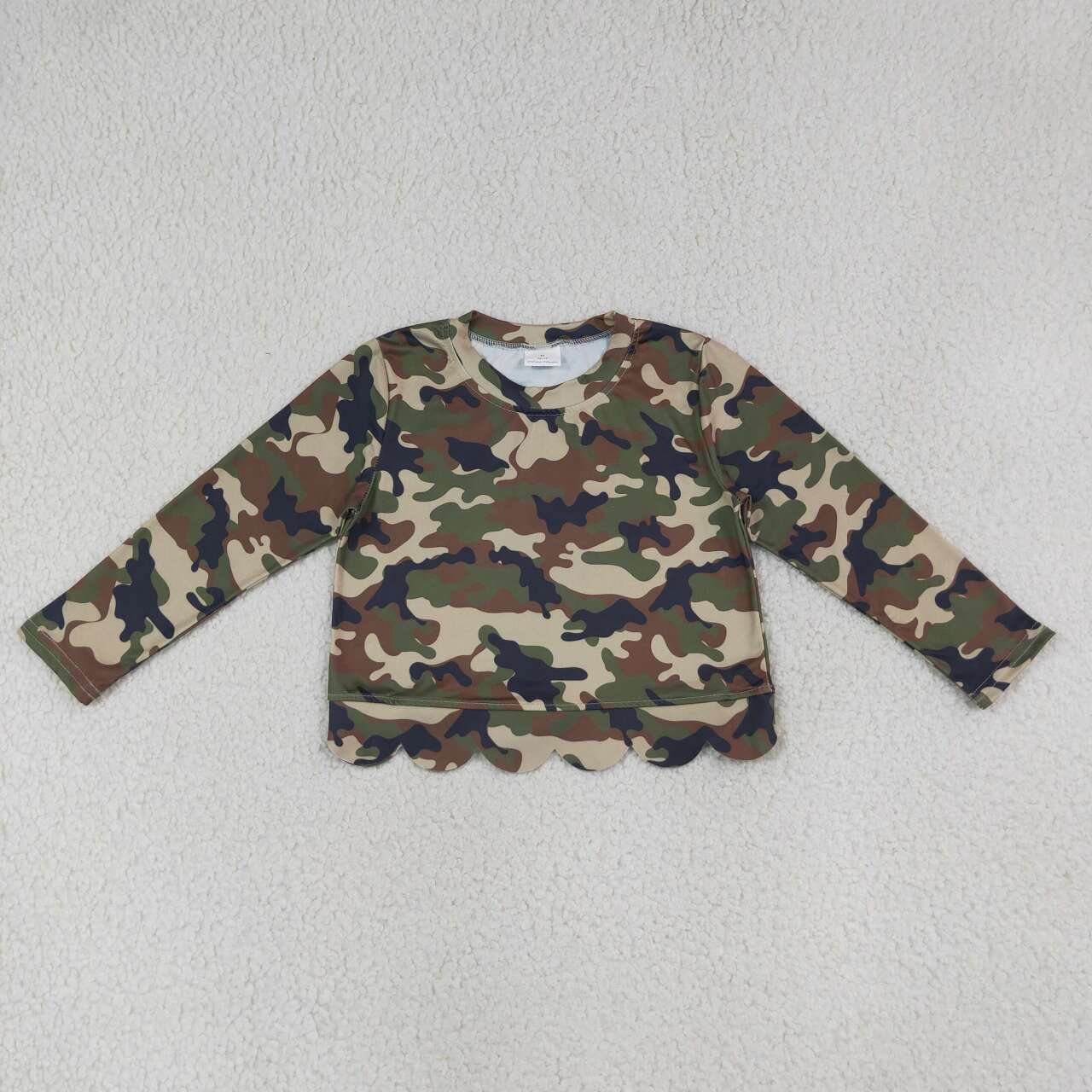Black Green Camo print girls long sleeve t-shirt top