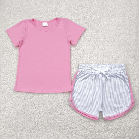 Pink shirt matching shorts boy summer outfit