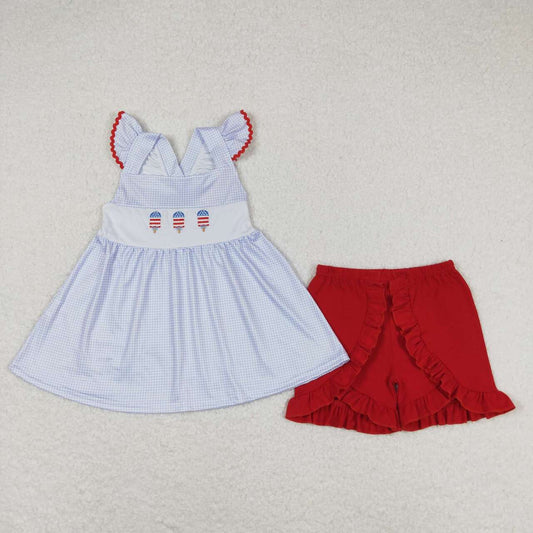 wholesale embroidery july 4th Popsicle clothing set