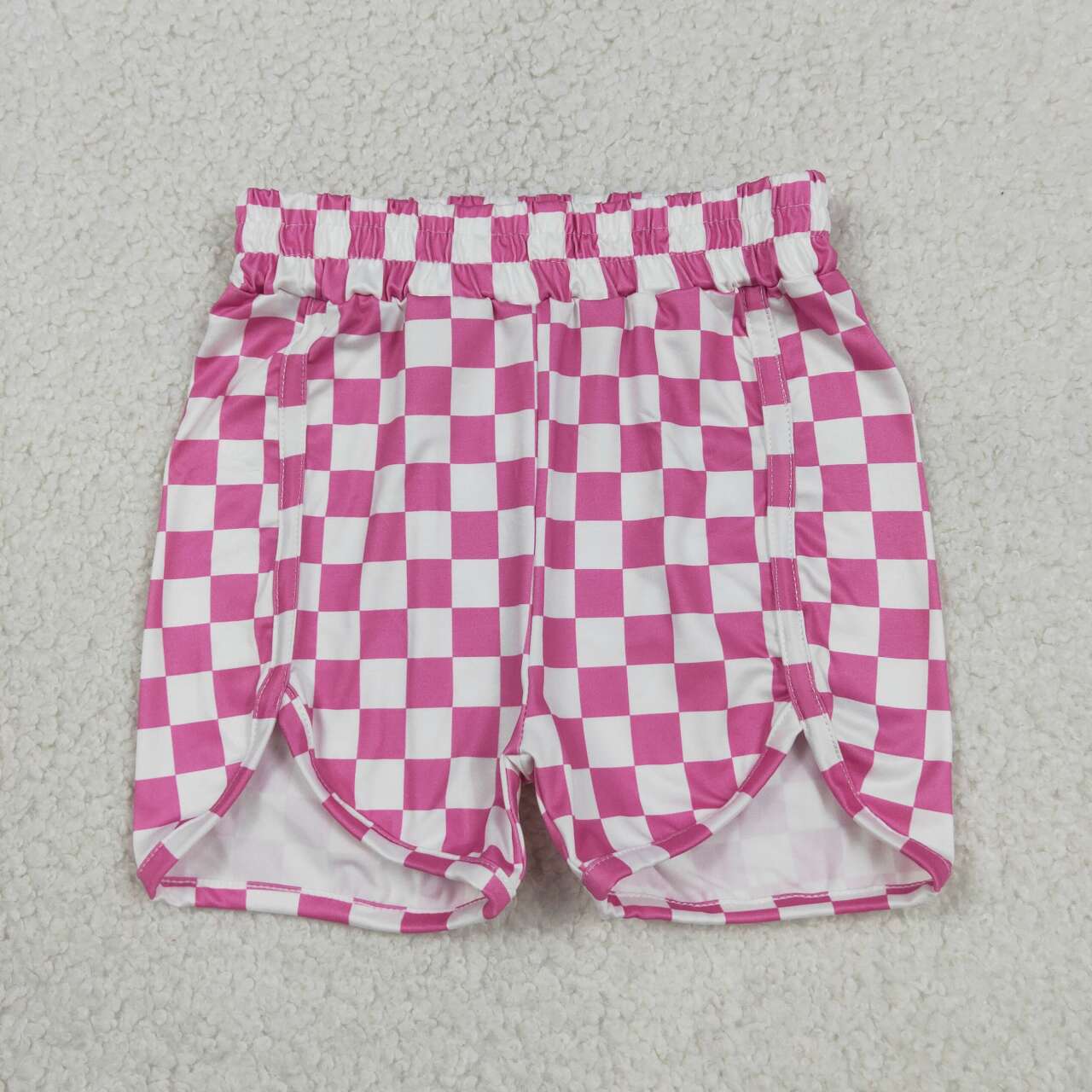 baby girl pink checkered summer shorts