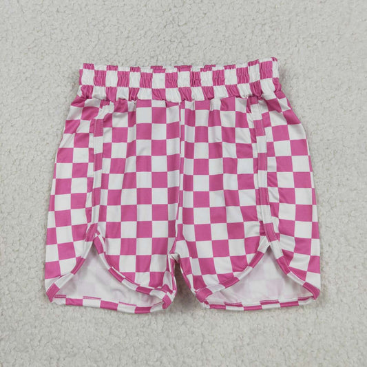baby girl pink checkered summer shorts