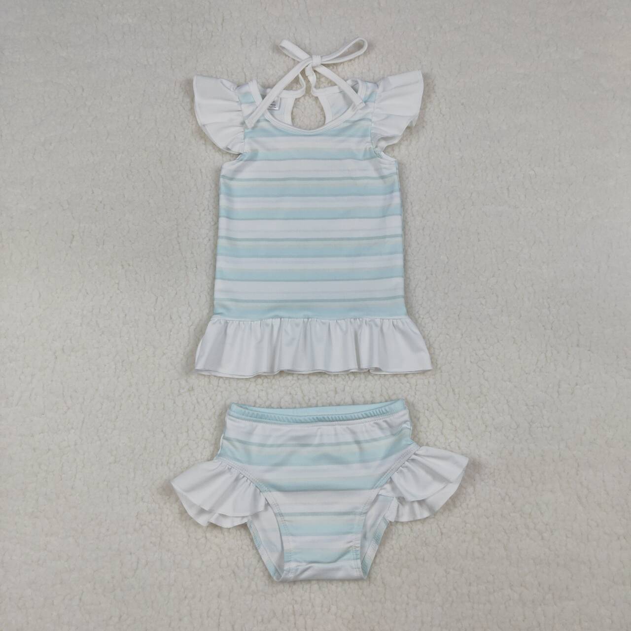 Blue stripes design baby two pieces bathing suit kids swimwear