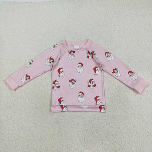 Christmas Santa Claus kids girls long sleeve shirt top