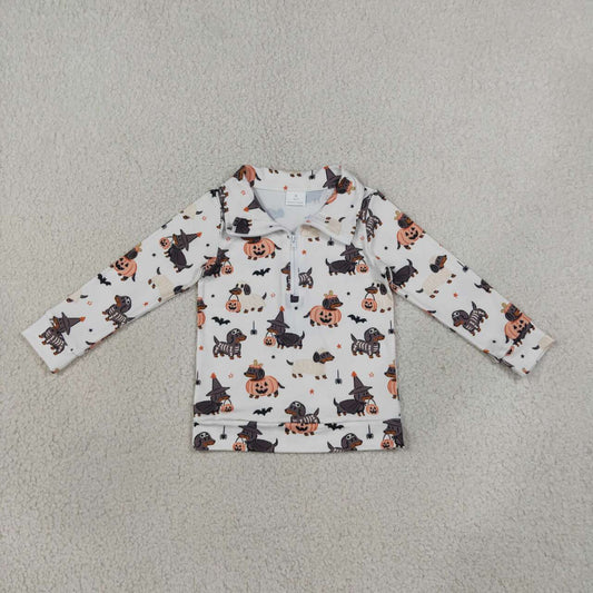 Halloween pumpkin kids girls long sleeve pullover top