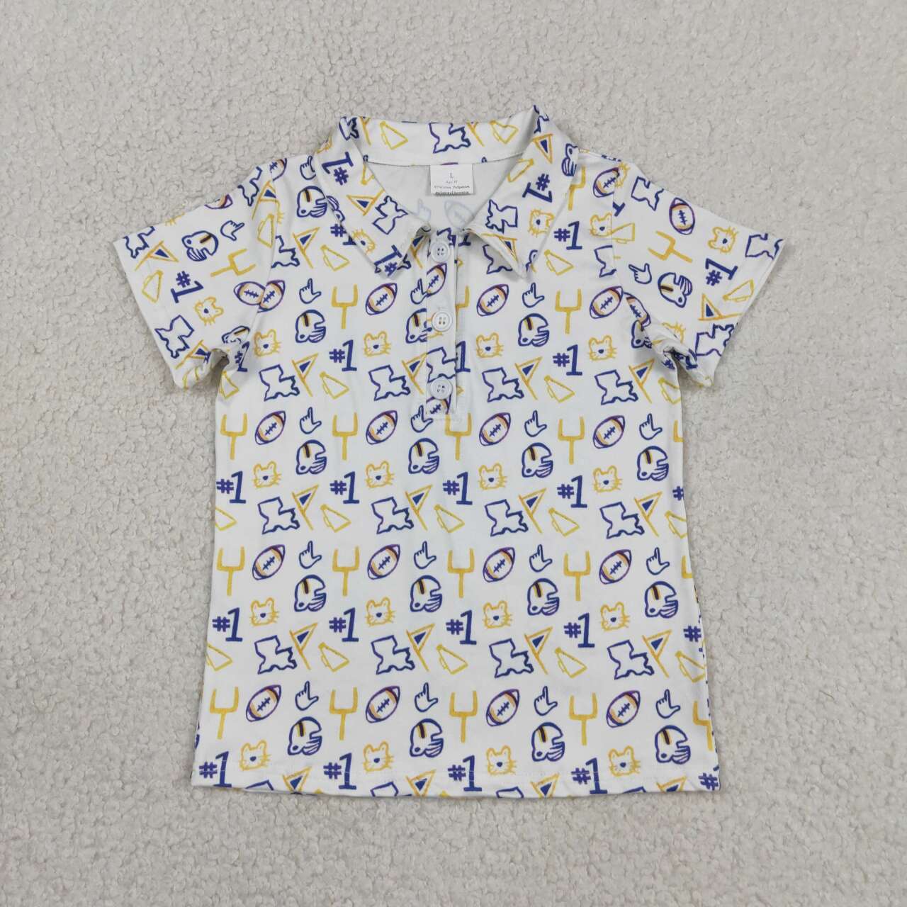 Football print boy short sleeve pullover top