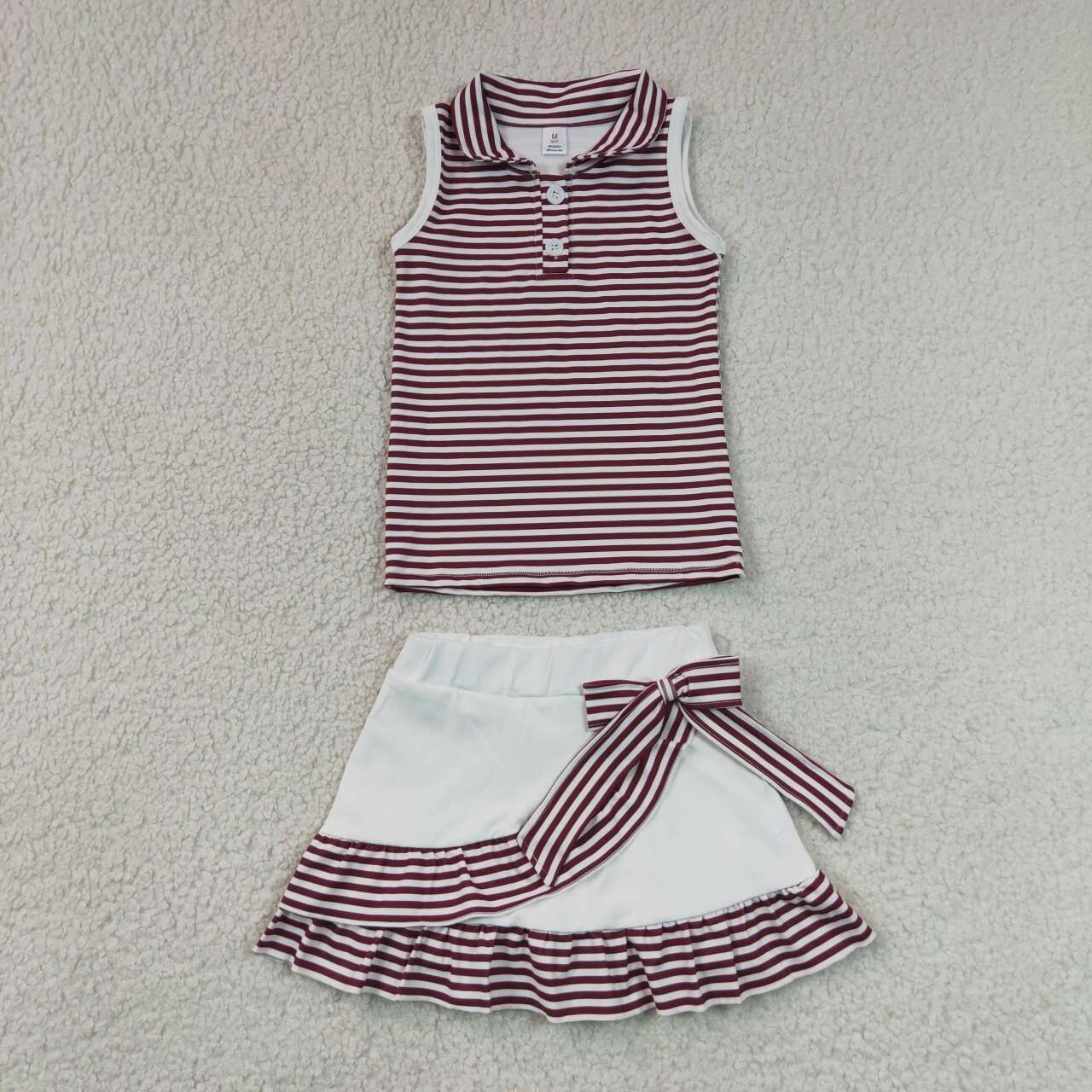 Brown stripes top matching skirt toddle baby girls yoga outfit