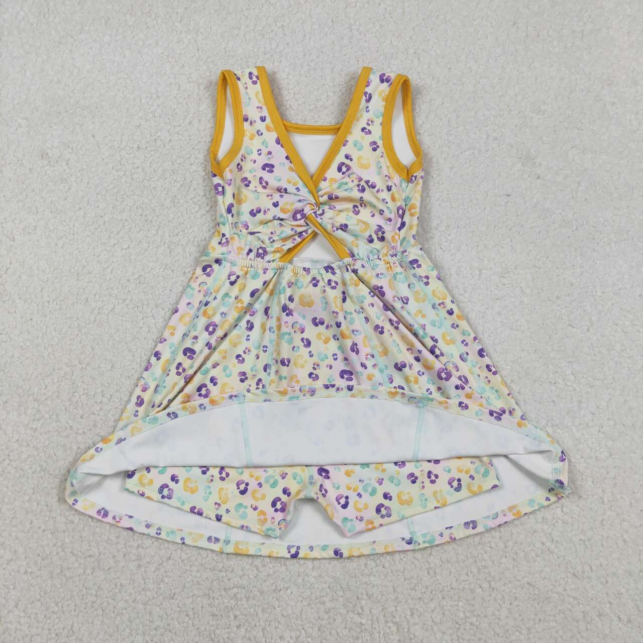 Mardi Gras leopard design girls yoga dress