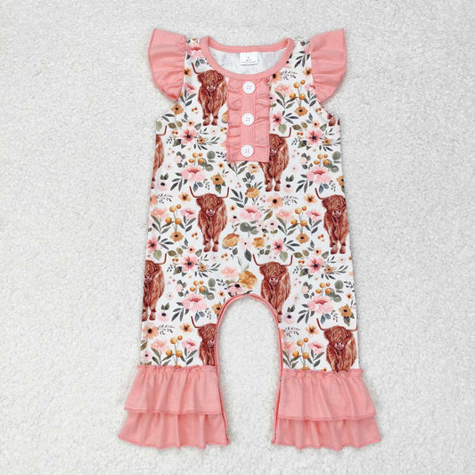 Newborn infant kids heifer print romper girls summer jumpsuit SR0010