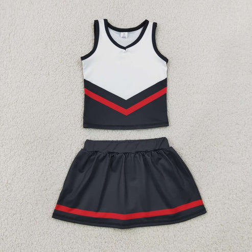 Black top matching skorts girls summer yoga outfit
