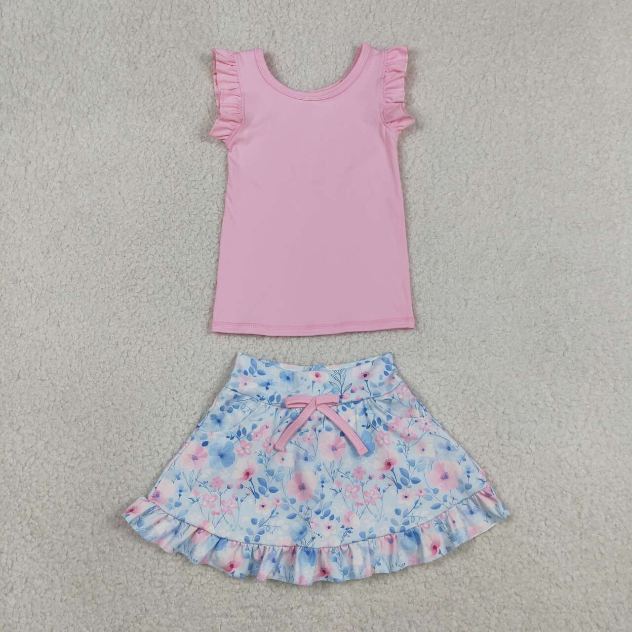 Pink tank top matching yoga skirts girls active wear outfit