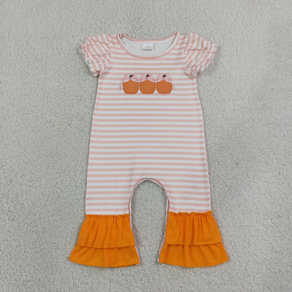 Toddle baby girl fall embroidery pumpkins design romper