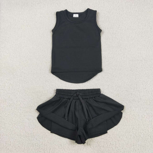 Baby girls black color yoga active wear two pieces outfit