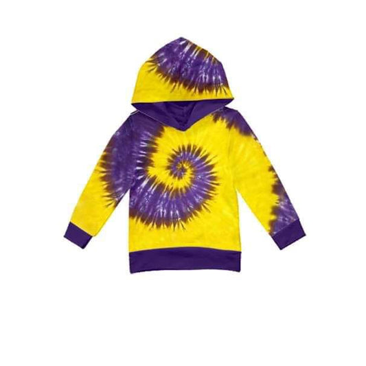 Baby girls purple yellow tie dye hoodie top