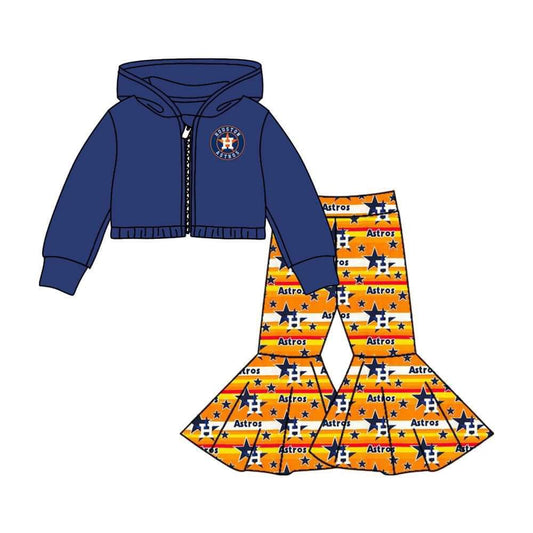 baby girls letter team jacket bell pants outfit