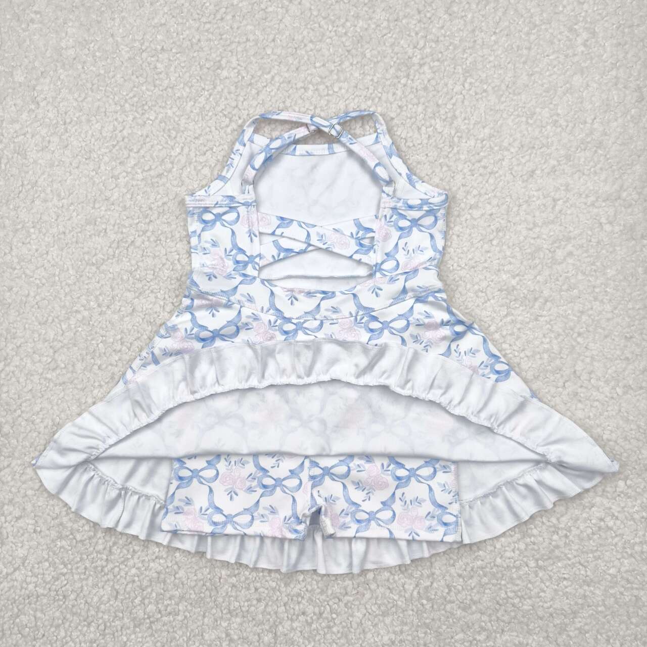 Baby girls light blue bow active wear athletic summer yoga skirt dress