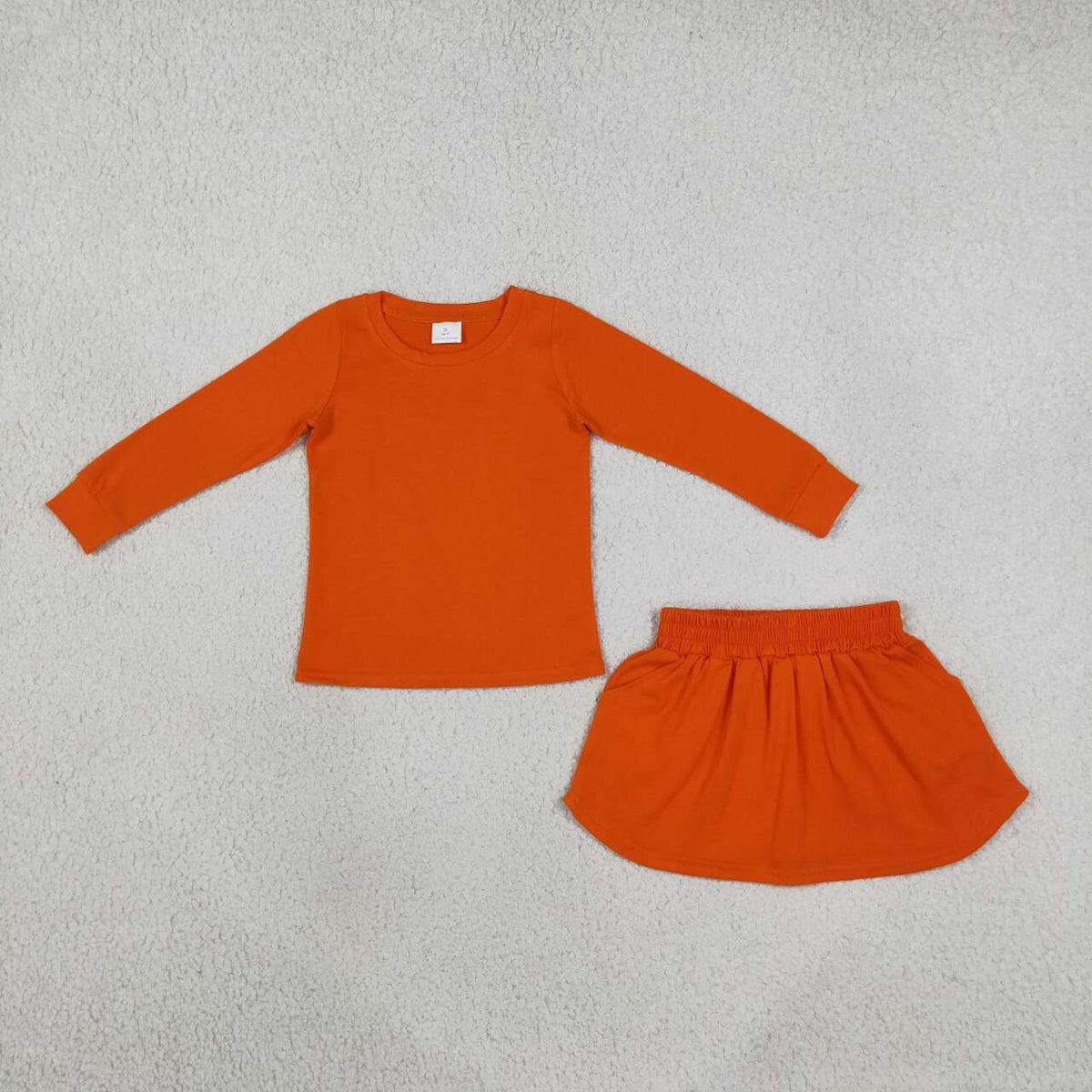 Dusty orange long sleeve top matching shorts girls set outfit