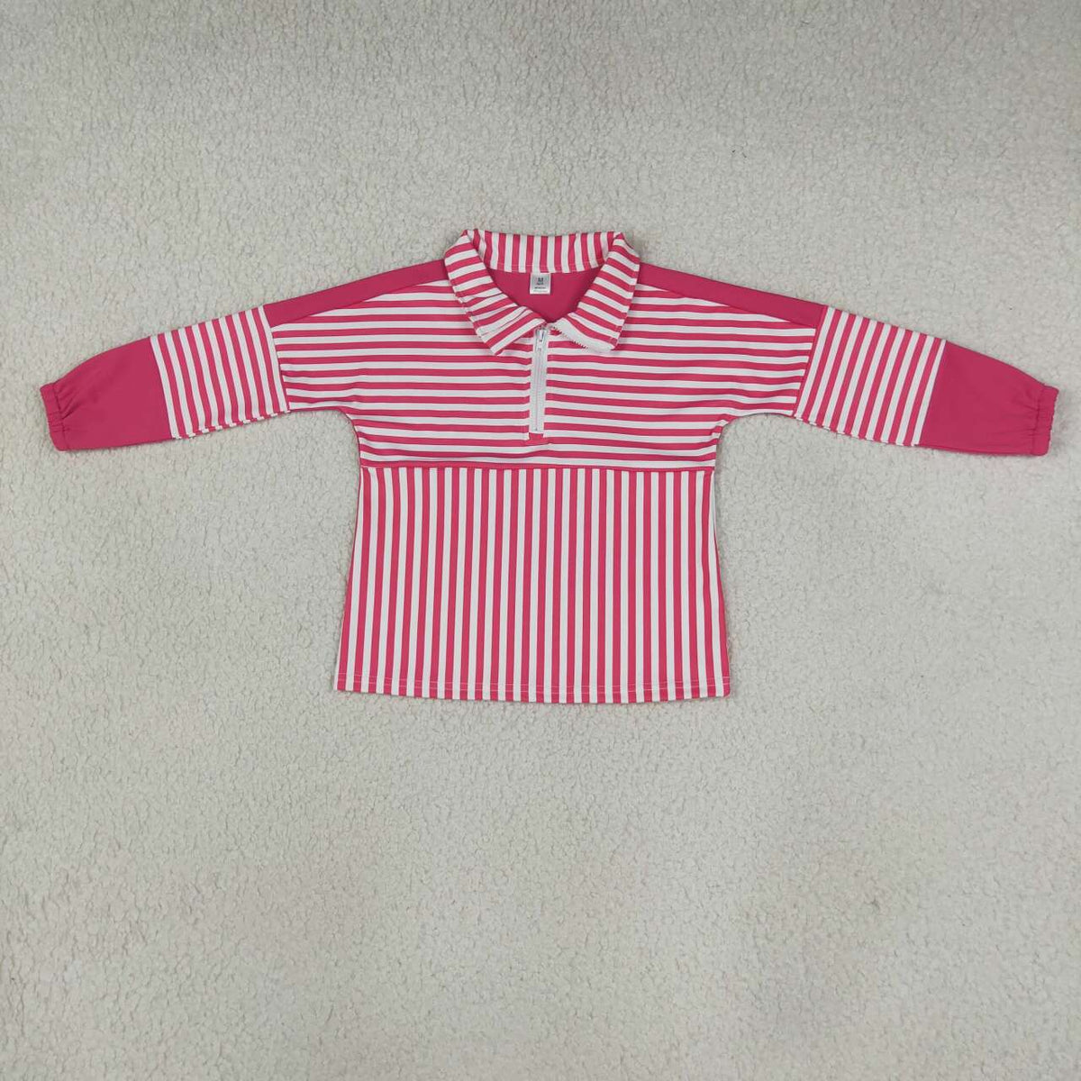 Pink stripes kids girls  long sleeve zip pullover yoga top