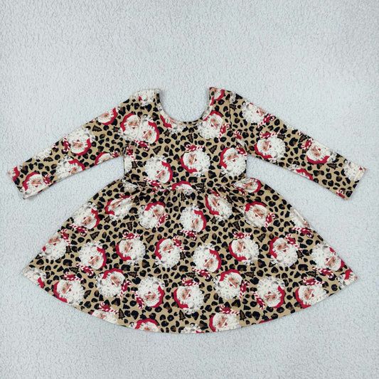 Christmas santa design girls long sleeve dress