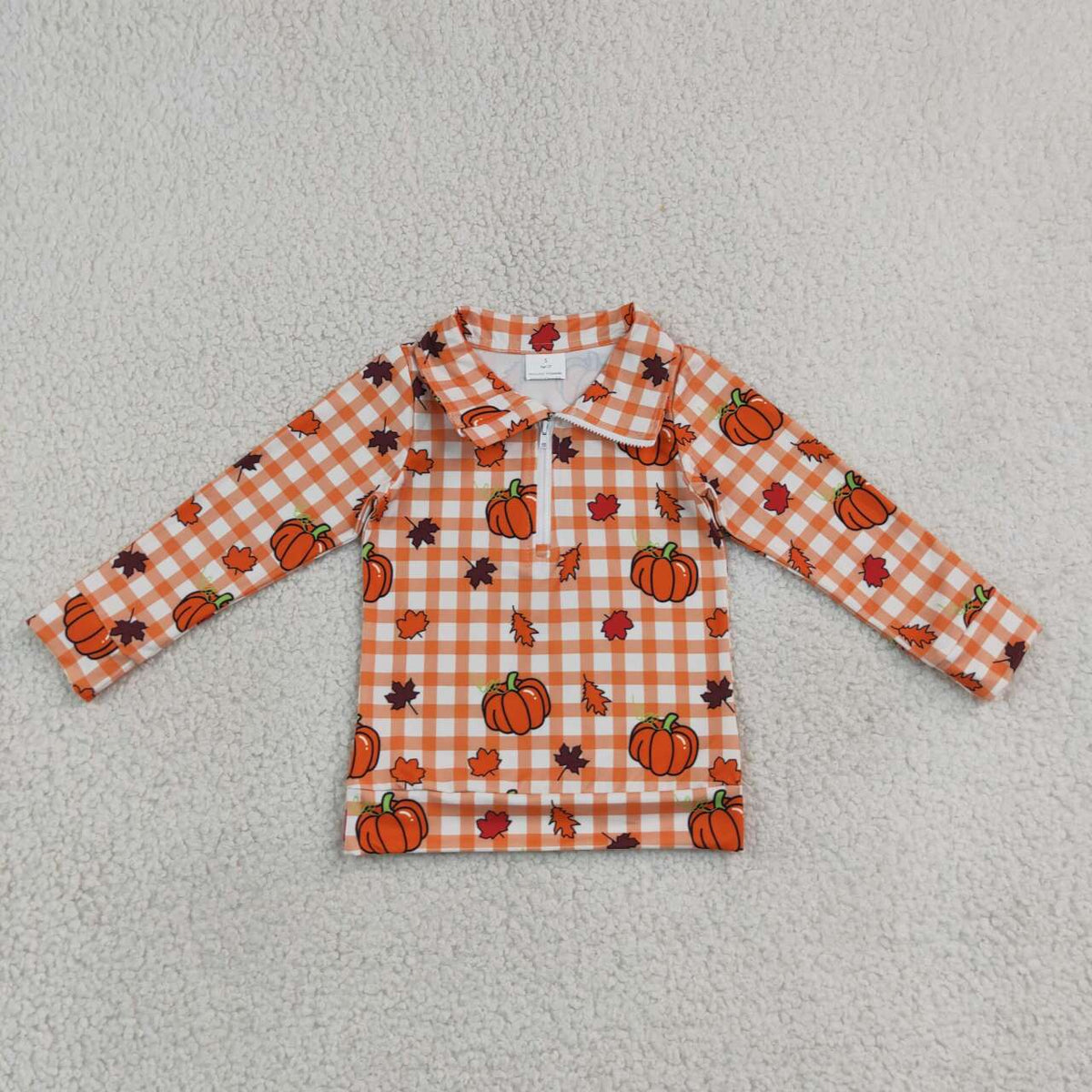 Fall pumpkin leaves kids girls long sleeve pullover top