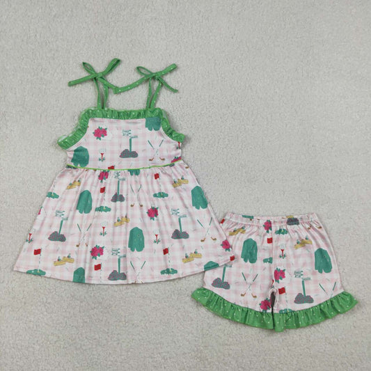 Golf top matching shorts girls summer outfit