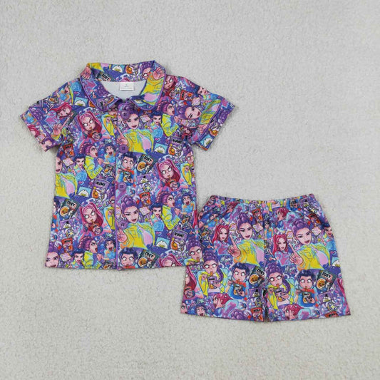 Kpop design top matching shorts summer pajama set