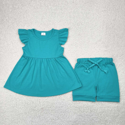 Toddle baby girl turquoise summer cotton outfit
