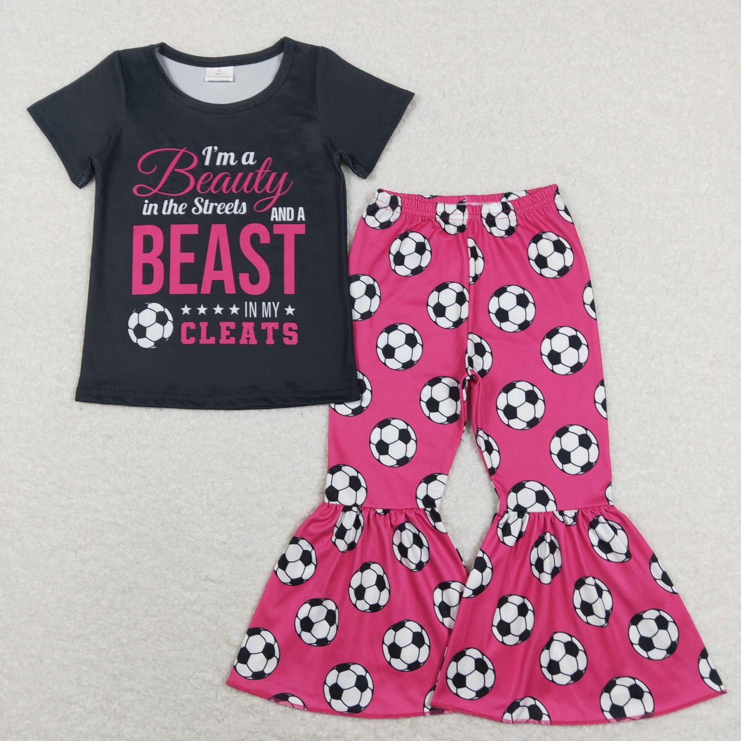 baby  girls short sleeve soccer sports outfit