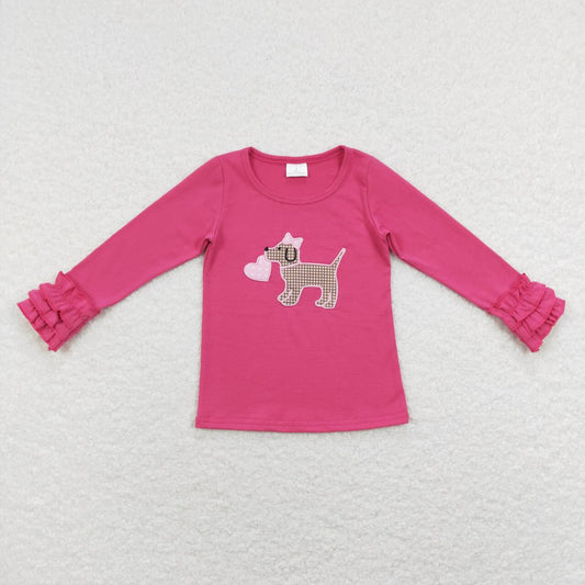 Valentines day heart dog long sleeve t-shirt top