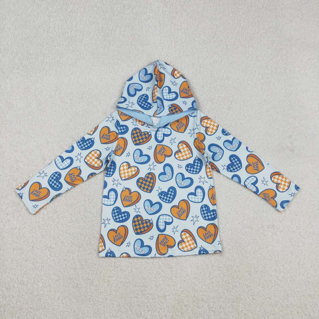 Valentines heart design kids long sleeve hoodie top