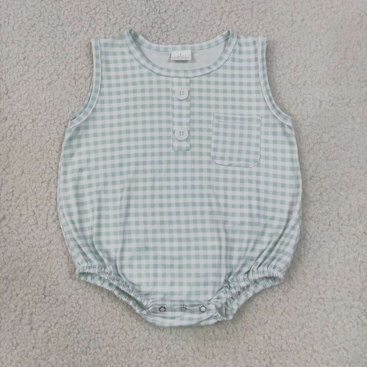 Green plaid toddle boy summer romper