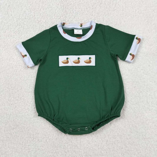 Toddle boy embroidery mallard duck print summer romper