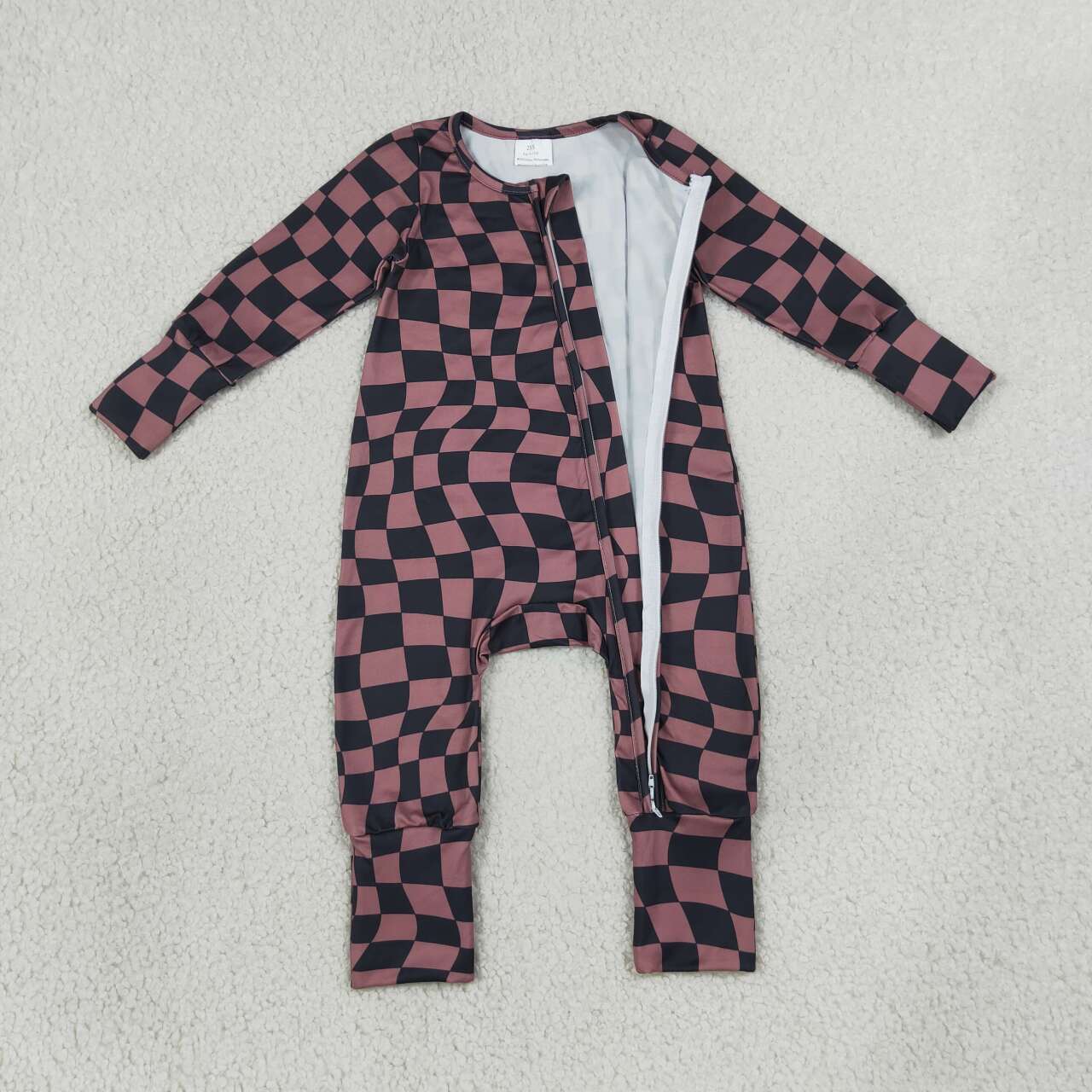 Toddle baby boy long sleeve plaid print romper