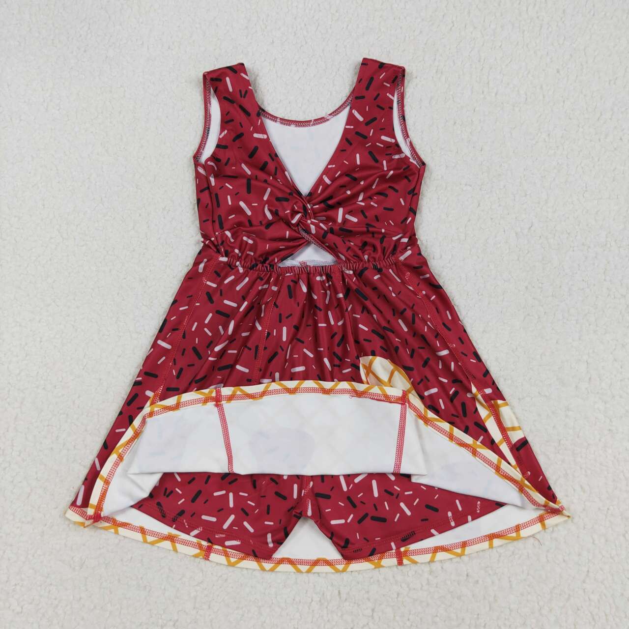 Baby girls maroon active wear athletic summer yoga lace ruffle dress