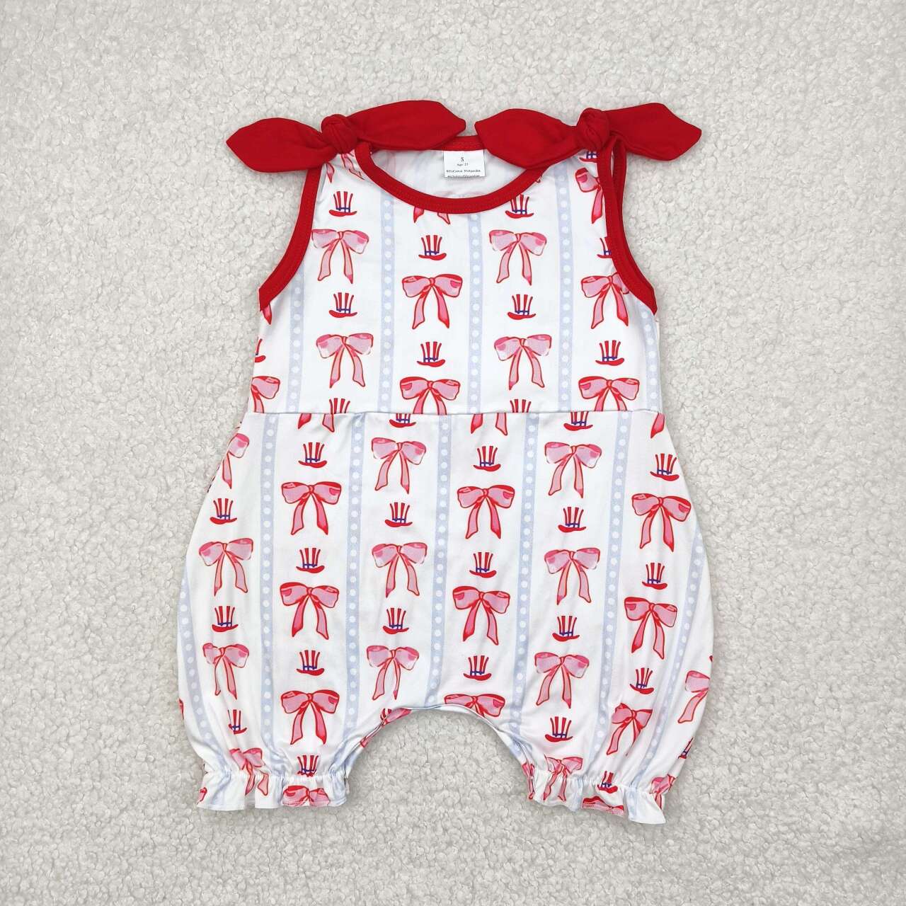 Toddle baby red bow July 4th romper