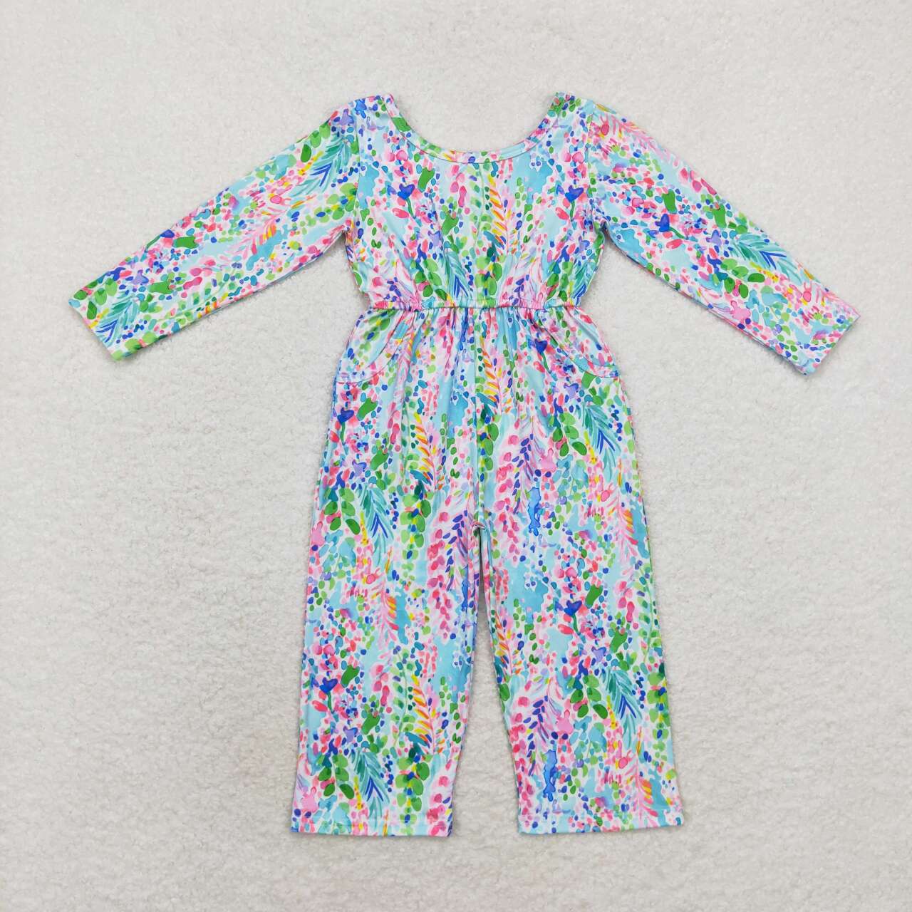 wholesale price  baby girls long sleeve floral jumpsuit