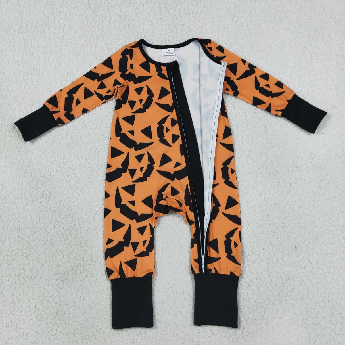 Toddle baby long sleeve halloween pumpkin romper