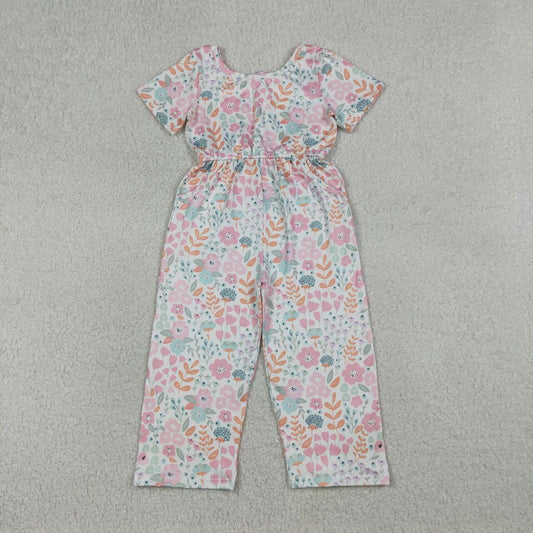 Toddle girls pink flowers design jumpsuit