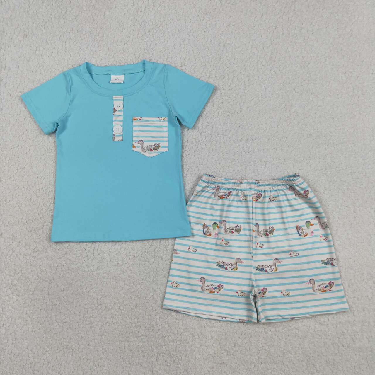 Duck pocket top matching shorts boy summer outfit