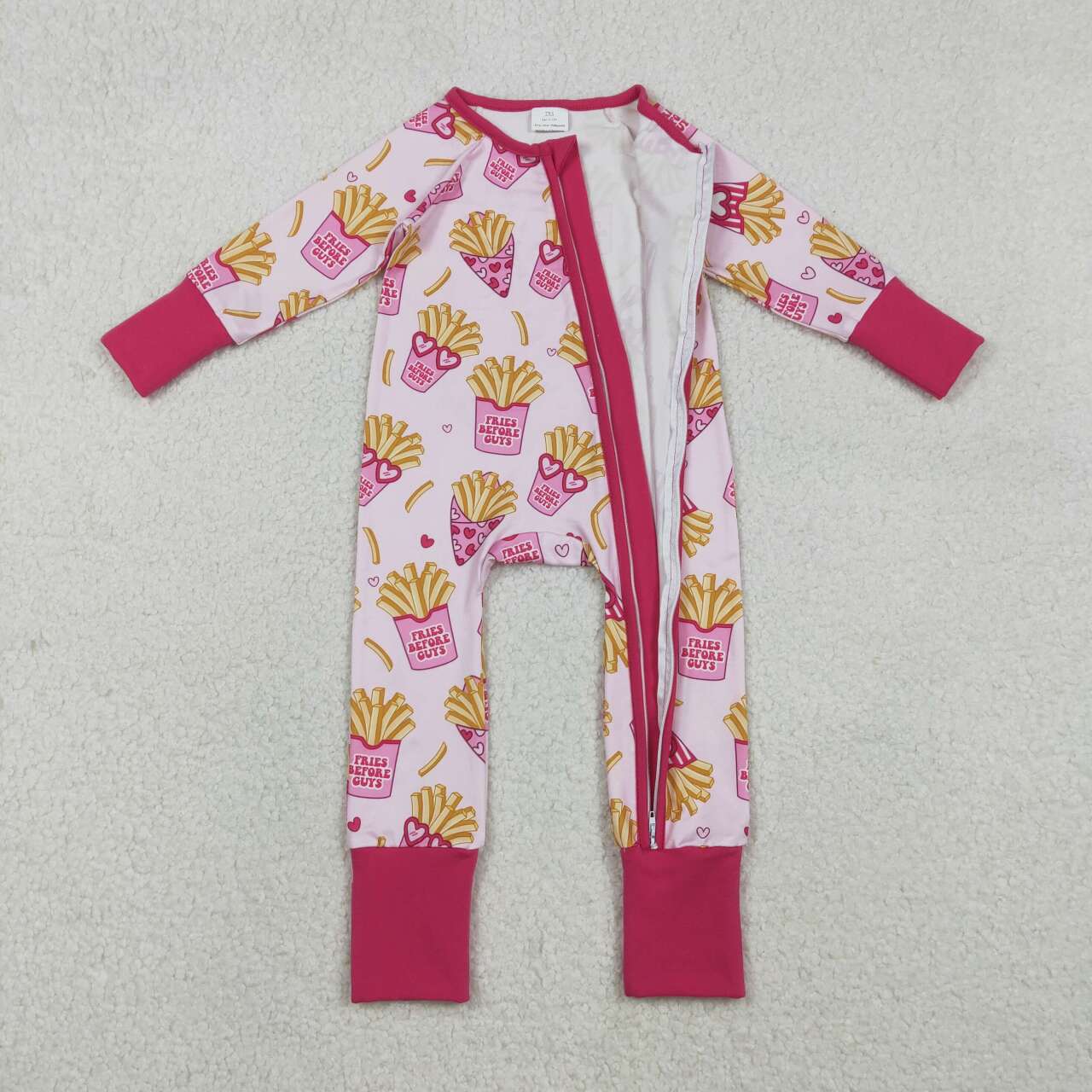 Valentines fries print toddle girls romper