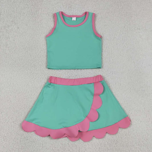 Aqua yoga top matching skorts girls summer outfit