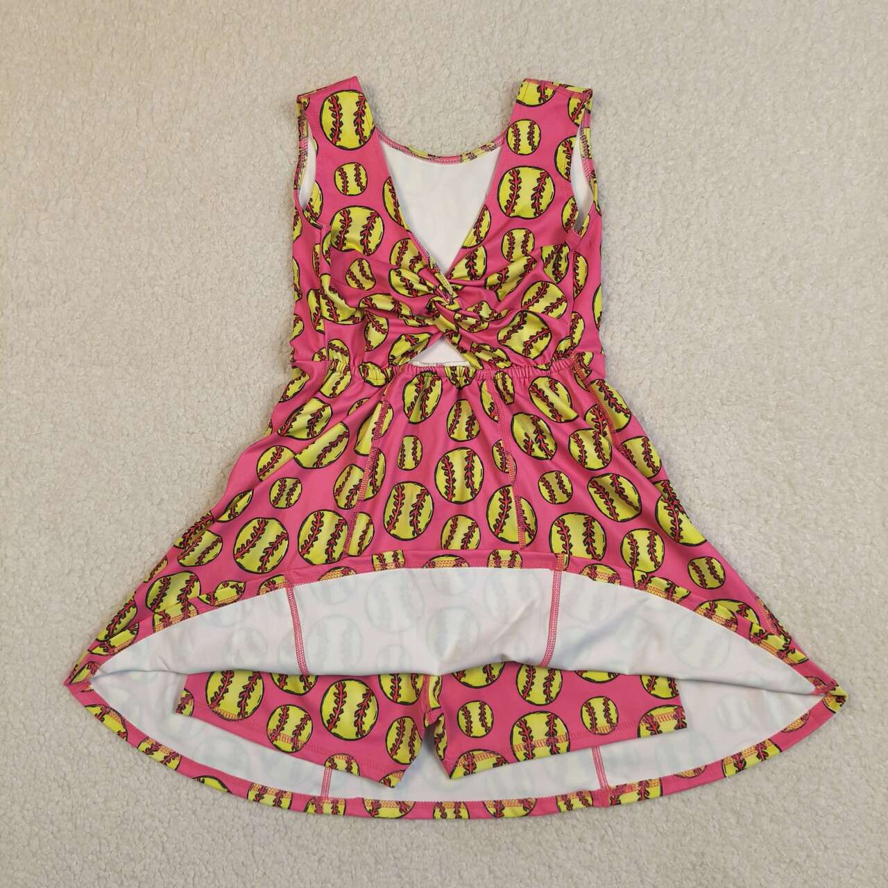 Toddle girls softball design yoga dress