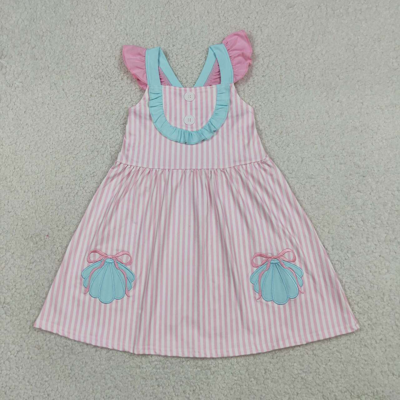 Toddle girls embroidery scallop design summer dress