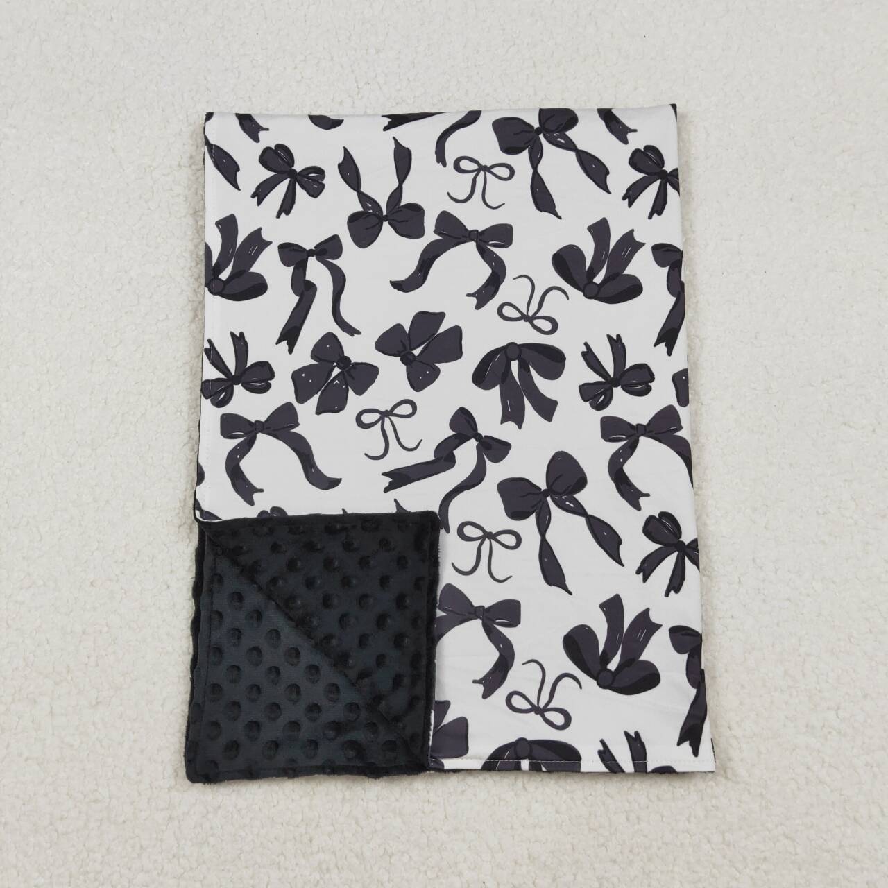 toddle kids black bow soft blanket