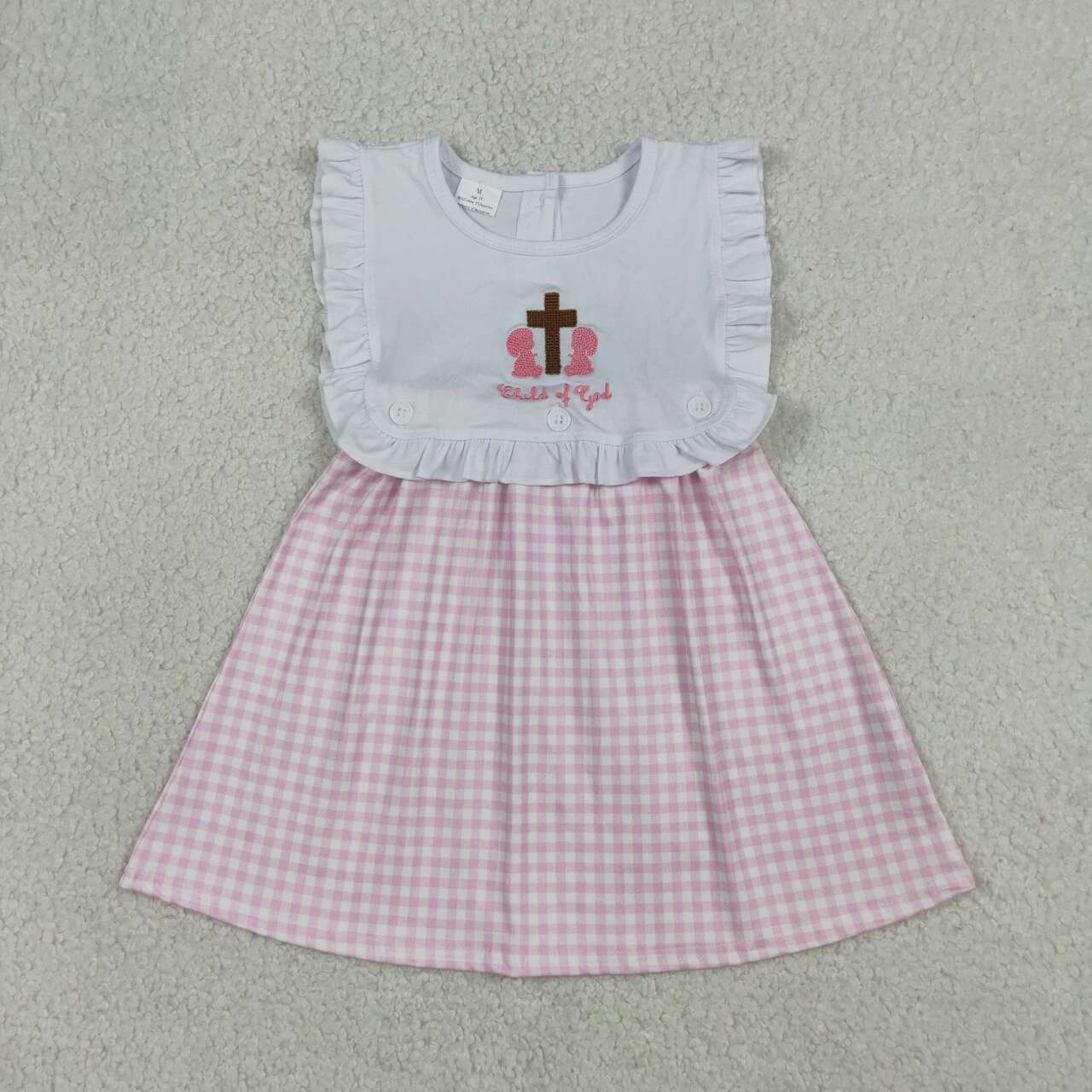 Easter cross embroidery design girls summer dress